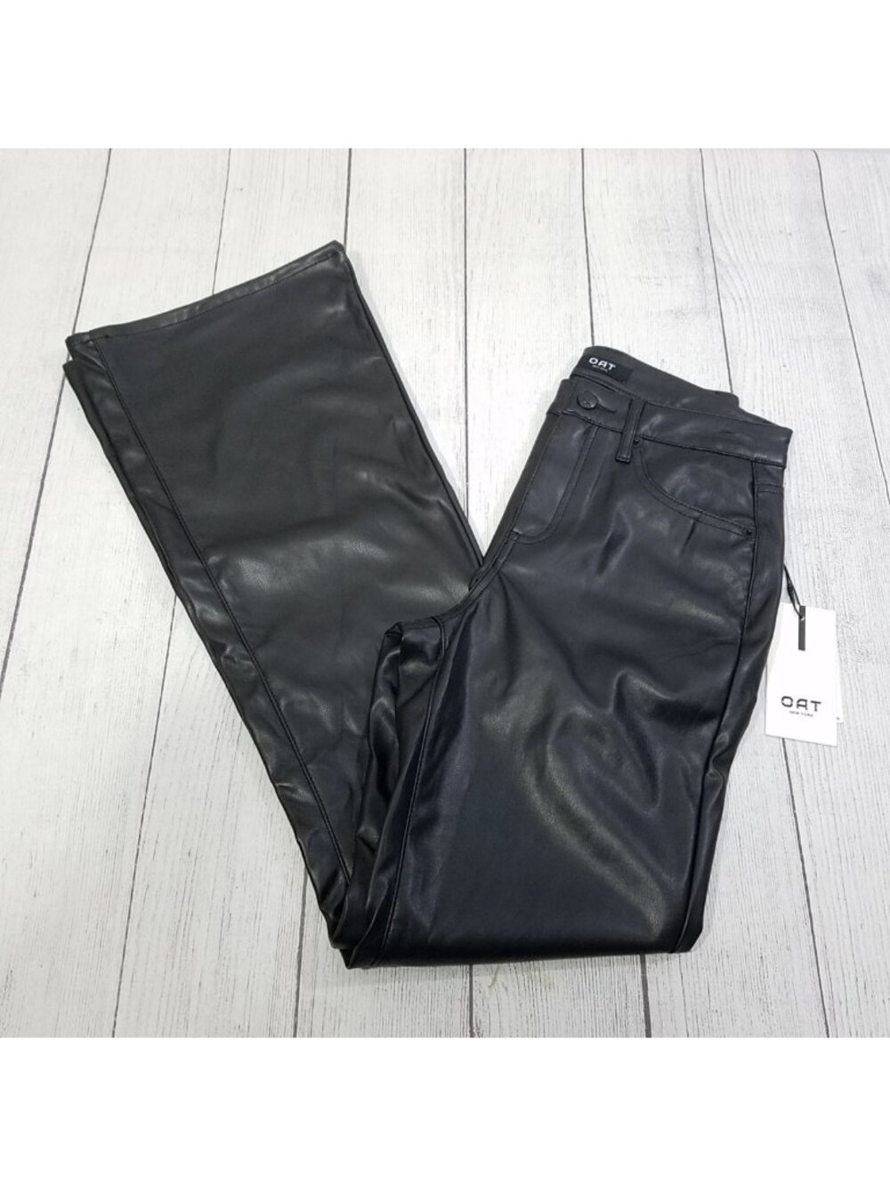 Oat New York Faux Leather High Rise Flare Pants Womens Size 26